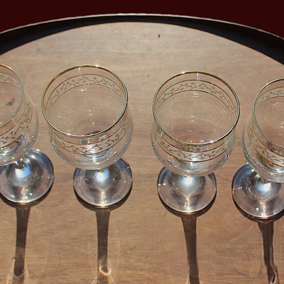 Vintage Victoria 24K Gold Goblets – Set of 4 – Holiday Barware – MCM – 8" – EUC - Picture 9 of 12